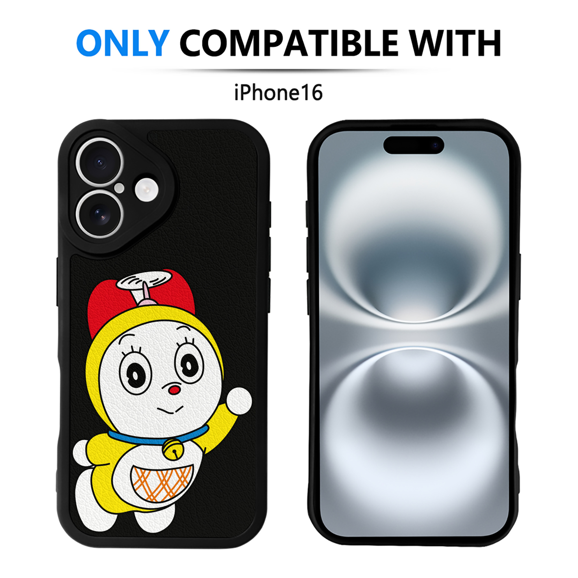 （画像用） ドラえもん ドラミ Doraemon Dorami 【iPhone 16シリーズ対応】シリコンスマホケース（レザー調） 材質：シリコン